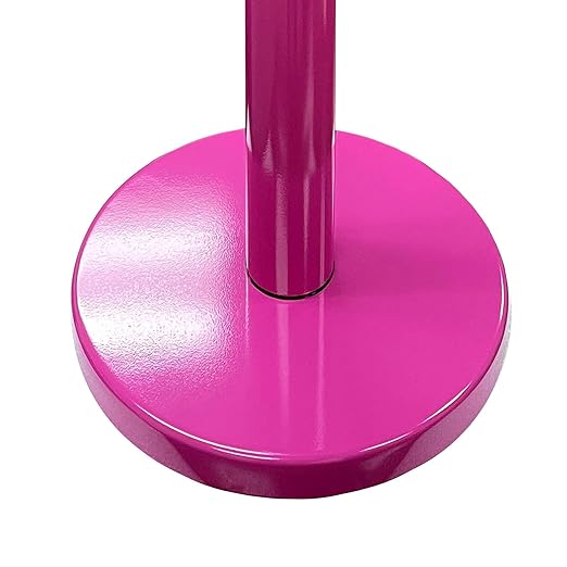 VIP Crowd Control Retractable Belt Stanchion Queue Safety Barrier Set, 36" Ht, 78" Belt (2 M.Pink Posts Black Belt)