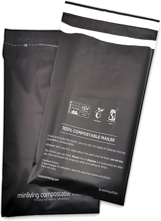 Plant-Based Shipping Mailers 6x9 inch - Package Envelopes, Double Sealing Poly Mailers, Strong Mailing Pouches For Small Business, Clothing Shipments, Easy Instructions - 100 Pack