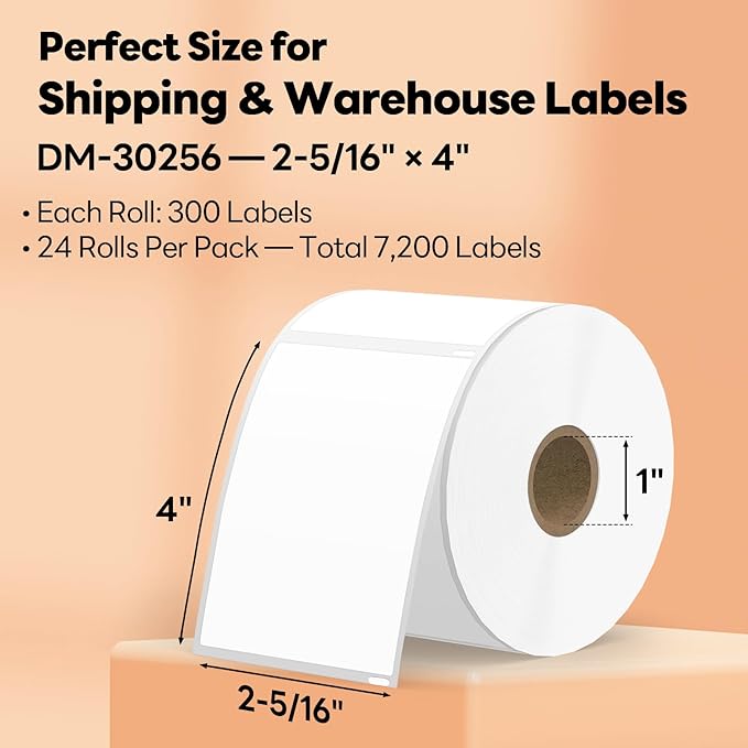 Compatible DYMO 30256 (2-5/16" x 4") Direct Thermal Shipping Labels, Large Barcode & Address Labels Replacement for DYMO LabelWriter 450, 4XL, Rollo, Zebra (24 Rolls / 7200 Labels), TRSTGIX