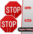 Geetery 3 Pcs Stop Signs Traffic Signs 12 x 12 Inches, Street Road Traffic Cone Top Warning Double Sided for Barricade Outdoor Weather Fade Resistant, Wear Resistant