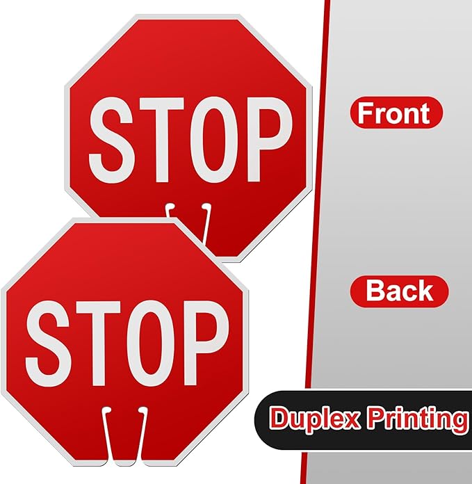 Geetery 3 Pcs Stop Signs Traffic Signs 12 x 12 Inches, Street Road Traffic Cone Top Warning Double Sided for Barricade Outdoor Weather Fade Resistant, Wear Resistant