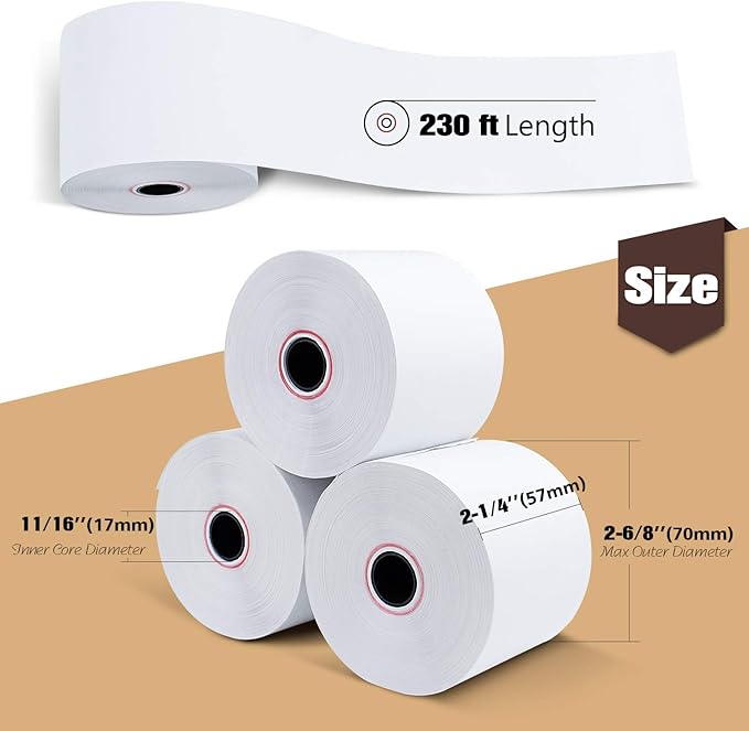2-1/4''x230' Pos Thermal Receipt Paper Cash Register Roll, 200 rolls