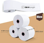 (100 Rolls) 2 1/4" x 230' Thermal Paper, POS Receipt Paper for Retail Business Cash Register, Fits Most Credit Card Terminal