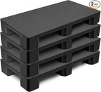 2 Pcs Plastic Pallet for Basement Storage Easy Stack Lightweight Floor Pallet Display Flooring Room Supermarket Christmas, Support up to 2000 Lbs (40'' L X 20'' W X 5.5'' H,Black)