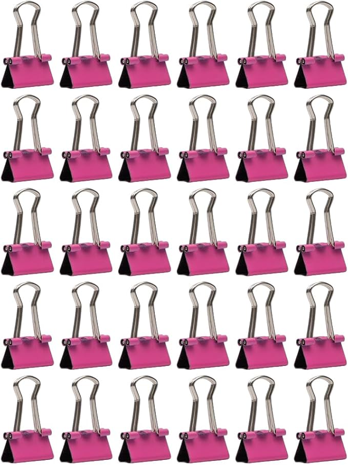 JAM PAPER Colorful Binder Clips - Extra Small - 3/5 Inch (15 mm) - Pink Binderclips - 30/Pack