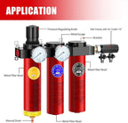 NANPU Z Series 3-Stage Air Filtration System - Sintered, Fine, & Charcoal Filters, 3/4" NPT Inlet, 1/4" NPT Outlet Module, 0-230 psi Gauge, 127 CFM @ 6 bar, Metal Housing, Heat Resistant to 248°F