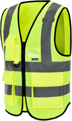 A-SAFETY Enhanced Visibility Safety Vest, Hi Viz 2 Band And Braces Waistcoat safe for Motorcycle, Running/Jogging, Bike/Bicycle Riding Outdoor Activities, Yellow