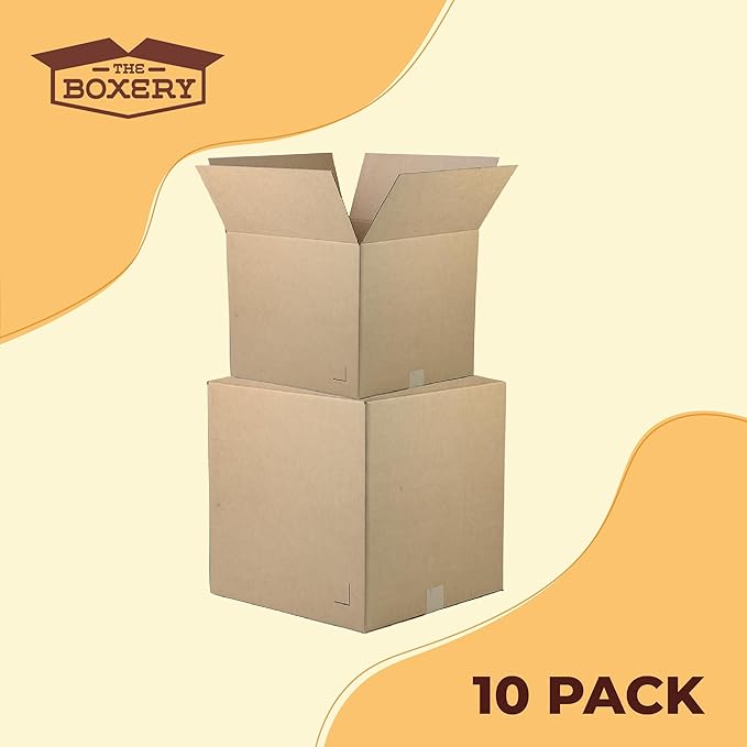 The Boxery Moving Boxes 10-Pack Larger | 20x20x20 inch Brown/Kraft Corrugated Cardboard Packing, Moving & Storage for Business/Home – Durable - Eco-Friendly, Recyclable - Made in the USA