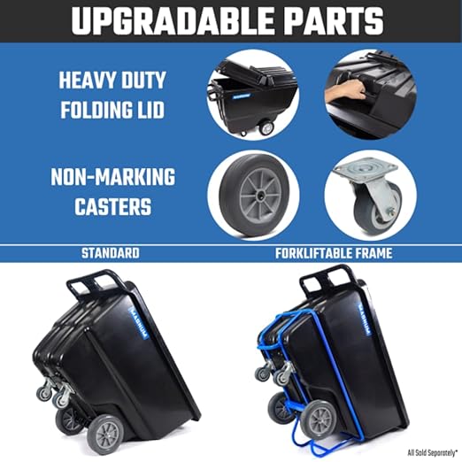Tilt Truck, 1/2 Cu. Yd. Capacity Dump Cart with Non-Marking 12” Wheels & 5” Casters & Forklift-able Frame for Jobsites, 850 lbs, Trash Cart with Wheels DUC12T-F-NM-03PK (3-Pack)