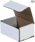 Secure Seal Shipping Boxes - 4x3x2" Mailers - White Foldable Corrugated Cardboard Packaging for Mailing, Moving, Storage, and Organizing - Strong Lightweight Foldable (Bulk 100 Pack)