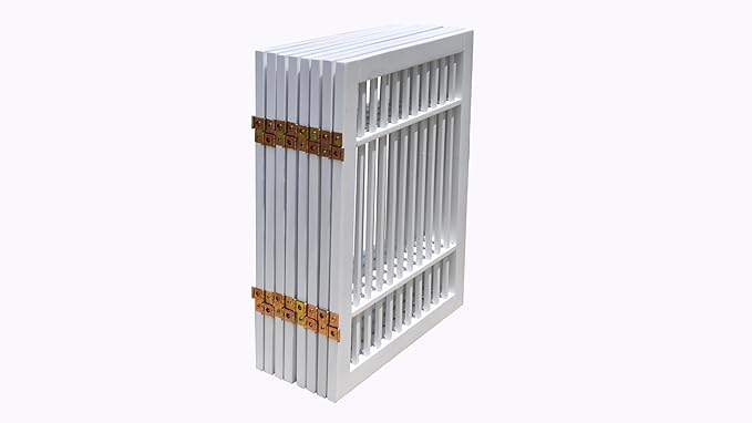 Pet Dog Gate Strong and Durable Freestanding Folding Acacia Hardwood Portable Wooden Fence Indoors or Outdoors by Urnporium (White Pet Gate, 8 Panel 24" Tall)
