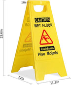 CERLMLAND Caution Wet Floor Sign, Foldable Sturdy Bilingual Double-Sided Safety Warning Signs for Commercial Use, Pool (2-Pack Yellow)