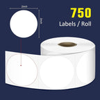 L LIKED 2" Round Direct Thermal Labels for Block, Permanent Adhesive Circle Label & Compatible with Rollo, Zebra and Other Desktop Printers (10 Roll, 7500 Labels)