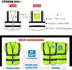 YOWESHOP High Visibility Safety Vest Custom Your Logo Protective Workwear 5 Pockets With Reflective Strips Outdoor Work Vest (Pink (M))