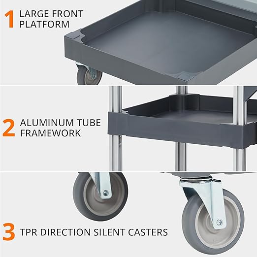 Commercial Traditional Janitorial 3-Shelf Cleaning Cart, Janitorial Carts on Wheels with Cover and Vinyl Bag, Custodial Cart, Housekeeping Carts for Hotels, Stores, Schools, and Business