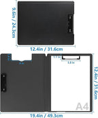 10 Pack Foldable Clipboards, A4 Clipboard Folder, Office Clipboard Folder with Double Clips Metal Clip, Storage Clipboards for Office, School or Medical Field(Black)