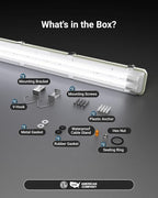 Sunco LED Ready Fixture for Garage Ceiling, 4ft Shop Lights Holds 2 LED Tube Lights, Non-Dimmable, Surface Mount, Works with Type B and Hybrid Tubes, 120-277V, Wet Rated ETL 4 Pack