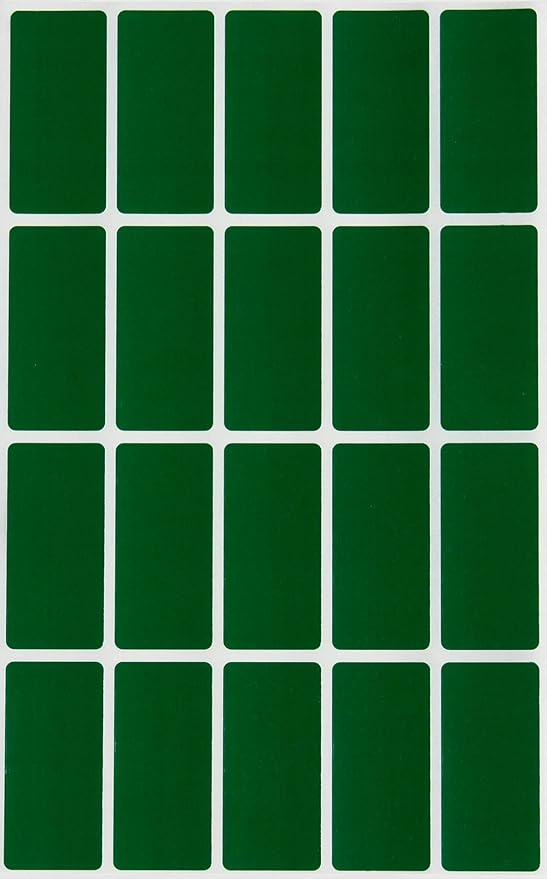 Royal Green Small Rectangle Stickers 1.57 inch x 0.75 inch Color Code Labels in Forest Green (40mm x 19mm) - 300 Pack