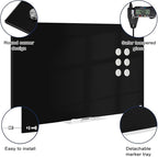 Black Dry Erase Board, 8' x 4' Magnetic Glass Whiteboard for Wall,96" x 48" Large Black Glass Magnetic Board with 1 Marker Tray and 10 Magnets for Office, Home, Classroom