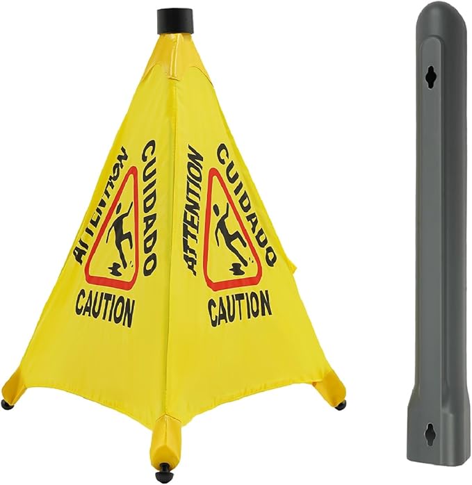 Caution Wet Floor Sign with Storage Tube, 20In Pop Up Wet Safety Signs 6Pcs Floor Safety Sign Warning Caution Cone for Restaurant, Commercial & Office Use