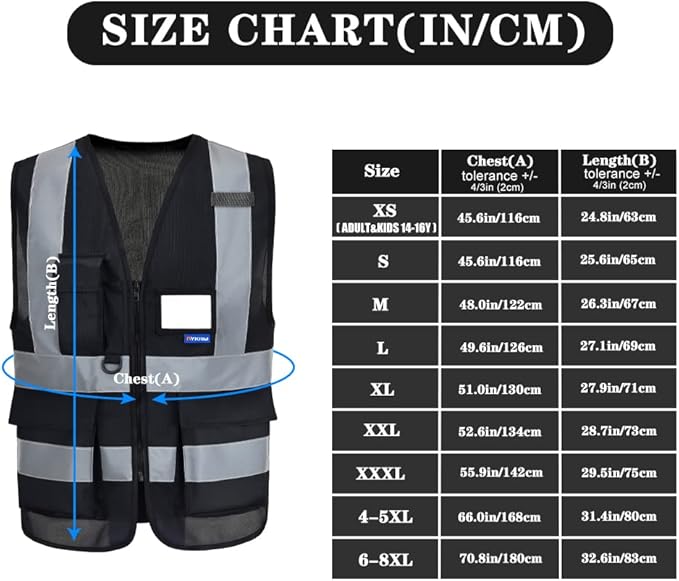 A-SAFETY 4XL 5XL black safety vest