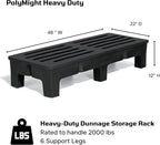 PolyMight Heavy-Duty Plastic Poly Dunnage Rack for Warehouses and Commercial Industrial Storage 48" x 22" x 12" with 2000 lb Capacity | For Wareshouse, Storage, and Merchandising