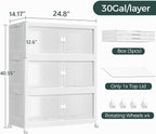 90Gal Stackable Storage Bins with Lid and Wheels, 360QT Plastic Collapsible Storage Boxes with Doors, Closet Organizer and Storage Cabinet for Home Kitchen Office Dorm Room, 3Pack White