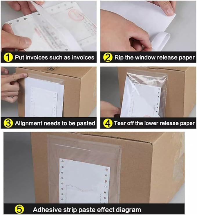 7.5" x 5.5" Shipping Label Sleeves, Self-Adhesive Top Loading Packing List Pouches, Clear Envelopes (400 Packs)