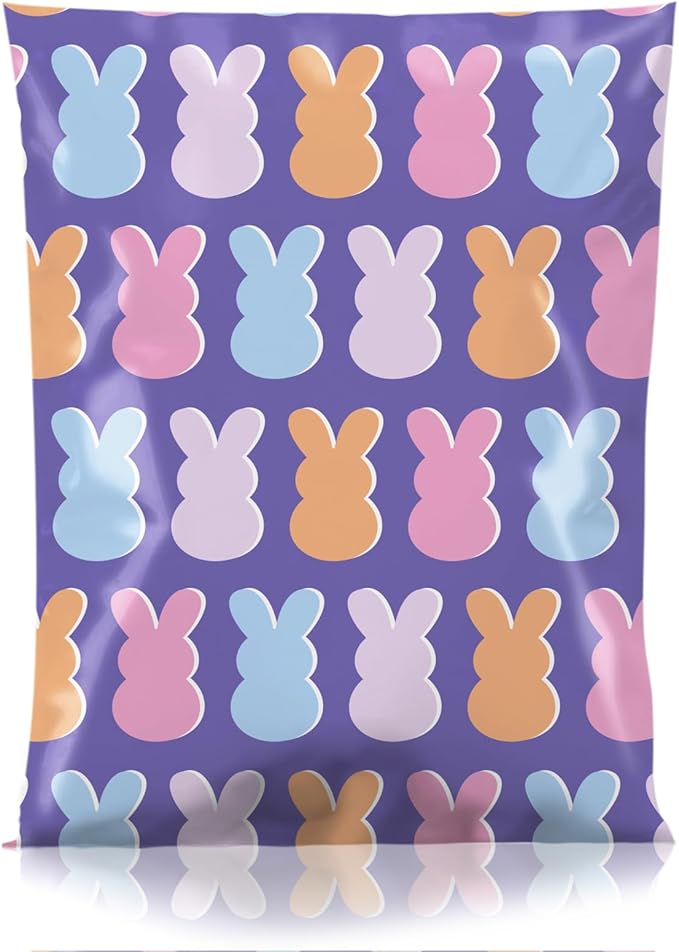 Metronic Poly Mailers 14.5x19 Inch 50pc, Easter Rabbit Bags for Shipping, Self-Adhesive Shipping Envelopes for Small Business, Waterproof Mailers Poly Bags for Shipping, Packaging Mailing Bags Bunnies