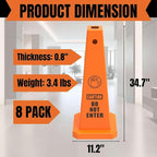 Do Not Enter Sign, 26.4-Inch Safety Cone, Orange Plastic, High-Visibility, Weatherproof, Slip-Resistant Base, Stackable, Traffic Warning Sign -8 Pack