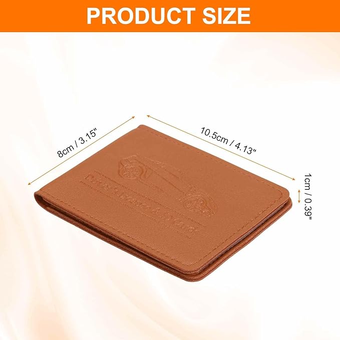 HARFINGTON Car Registration and Insurance Holder PU Leather Vehicle Glove Box Organizer Storage Accessories Car ID Holder with 10 Pockets for License ID Card Bank Card Documents, Brown