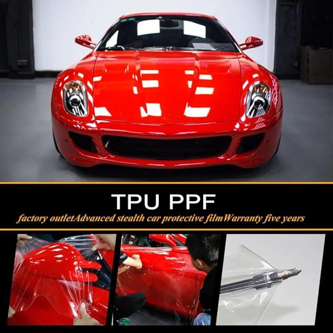 7.5mil TPU Clear Car Paint Protection Film Self Healing Adhesive Automotive Film Anti-Scratch Glossy Body Wrap Vinyl for DIY Vehicle Moto Interior Exterior,60inch x 12inch