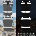 TCCFCCT Reflective Safety Vest 5 Pockets High Visibility Vest for Men Women, Work Vest with Horizontal Strip for Walkie-talkie and ID Card, Meets ANSI/ISEA Standards, Grey, XL