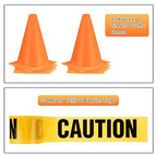 Frienda 11 Pcs Construction Birthday Party Supplies Plastic Traffic Cone Caution Tape Safety Road Parking Construction Cone Warning Tape for Halloween Party Outdoor Indoor(7.1 Inch Tall,Classic)