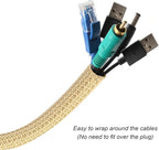 CrocSee 10ft - 1/2 inch Braided Cable Management Sleeve Cord Protector - Self-Wrapping Split Wire Loom for TV/Computer/Home Theater/Engine Bay - Beige