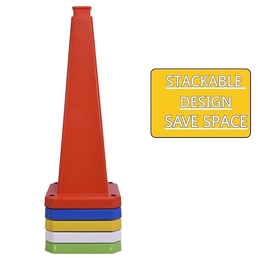 BESEA 3 Pack 28" Bright Orange Traffic Safety Cones with Weighted Base, High-Visibility Parking Cones for Driveways, Business Parking Lots, Garages, Indoor/Outdoor Use