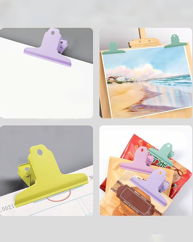 4PCS Extra Large Binder Clips Metal Bulldog Clips Large Paper Clamps Holder Chip Clips for Home School Office Drawing Bag 3inch