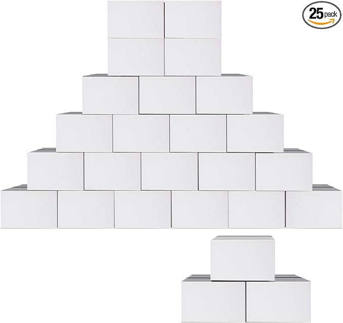 PETAFLOP Shipping Boxes 11x6x6, White Mailer Corrugated Cardboard Box for Small Items Shipping, 25 Pack