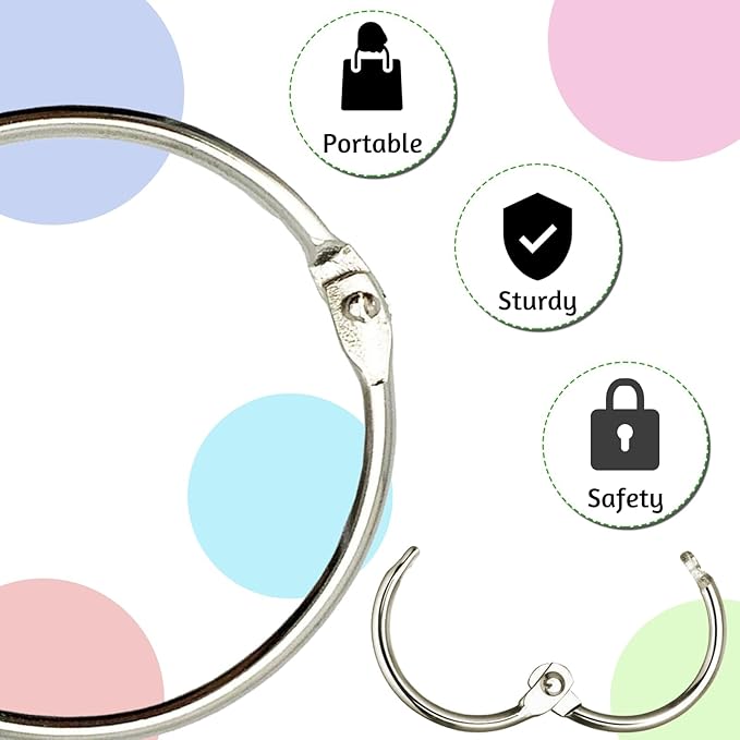 OWLKELA 2 Inch 30 Pack Loose Leaf Binder Rings, Keychain Key Ring with Metal Nickel Plated for Index Cards, Ideal for School, Home, or Office