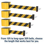 WM412 Retractable Belt Wall Mounted Smooth Black Crowd Control Barrier and Receiving End, 15' Blue Belt