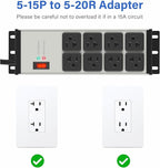 CCCEI 2PCS Heavy Duty Power Strip Surge Protector 20 AMP, 8 Outlets 12 Gauge Shop Garage Metal Multiple Outlets, 10 FT Extension Cord 5-15P Adapter High Amp 6-20R T-Slot 20a for Appliance Grey.
