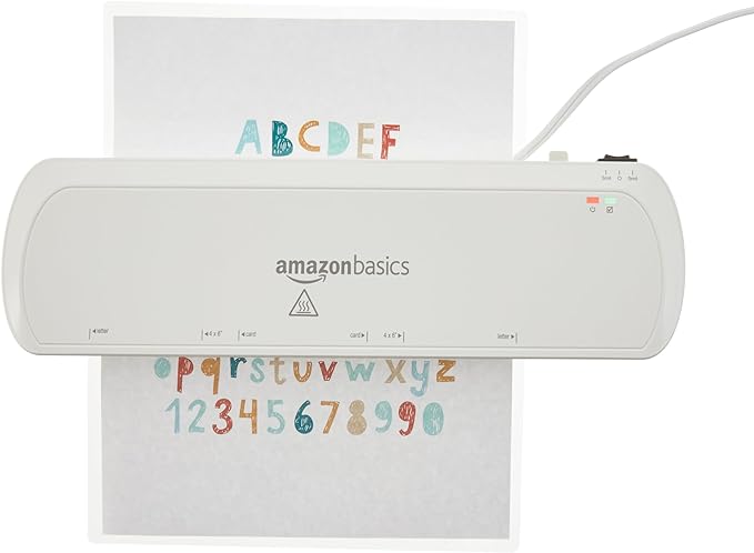 Amazon Basics Clear Thermal Laminating Plastic Paper Laminator Sheets, 9 x 11.5-Inch, 50-Pack, 2.8mil
