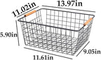 LeleCAT Large black wire baskets with Wooden Handles for storage pantry, Storage Organizer Baskets, Household Refrigerator for Cabinets, Closets, Bedrooms, kitchen - Set of 3 Black