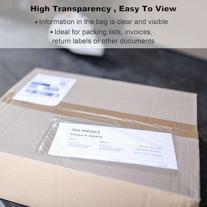 Coopaty 4.5" x 5.5" Packing List Envelope, Shipping Label Pouch, Clear Adhesive Packing List Pouches for Invoice/Documents/Labels (200 Pack)