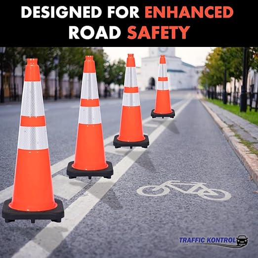 380 Pack 28" Inch Orange Traffic Safety Cones with Dual Reflective Collars - High Visibility Industrial Pylons Traffic Cones for Road, Parking Lots, Driving, Construction