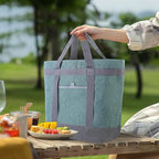 Insulated Reusable Tote Bag for Grocery Shopping for Women/Men, Waterproof Cooler Bags for Travel/Beach/Picnic, Pizza/Food Delivery Bag to Keep Food Cold/Hot for Catering (Oxford Cloth, Green)