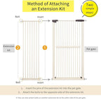 Lumizone Extra Tall Cat Gate Extension Kit 61.02" High Pressure Mounted 16.73" Extra Wide 1.37" Gap No Drilling Tall Pet Gate for Dogs (Cream, 16.73" W)