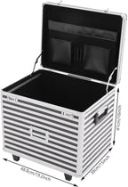 Rolling Cart for Teachers, Rolling File Cart with Hanging Folders, Portable File Box with Handle, Aluminum Alloy, Passcode Lock, Striped Pattern