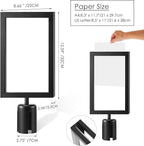 Taiyin 16 Pcs Stanchion Sign Holder Double Sided Sign Frame with Cover Stanchion Top Frames for 8.58 x 12.52 Inches Paper Size for Crowd Control Sentry Stanchions (Black)