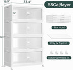 880QT Extra Large Stackable Storage Bins with Lid, 220Gal Collapsible Closet Organizer Box with Wheels, Folding Plastic Storage Cabinet with Doors for Home Kitchen Office Dorm, 4Pack White